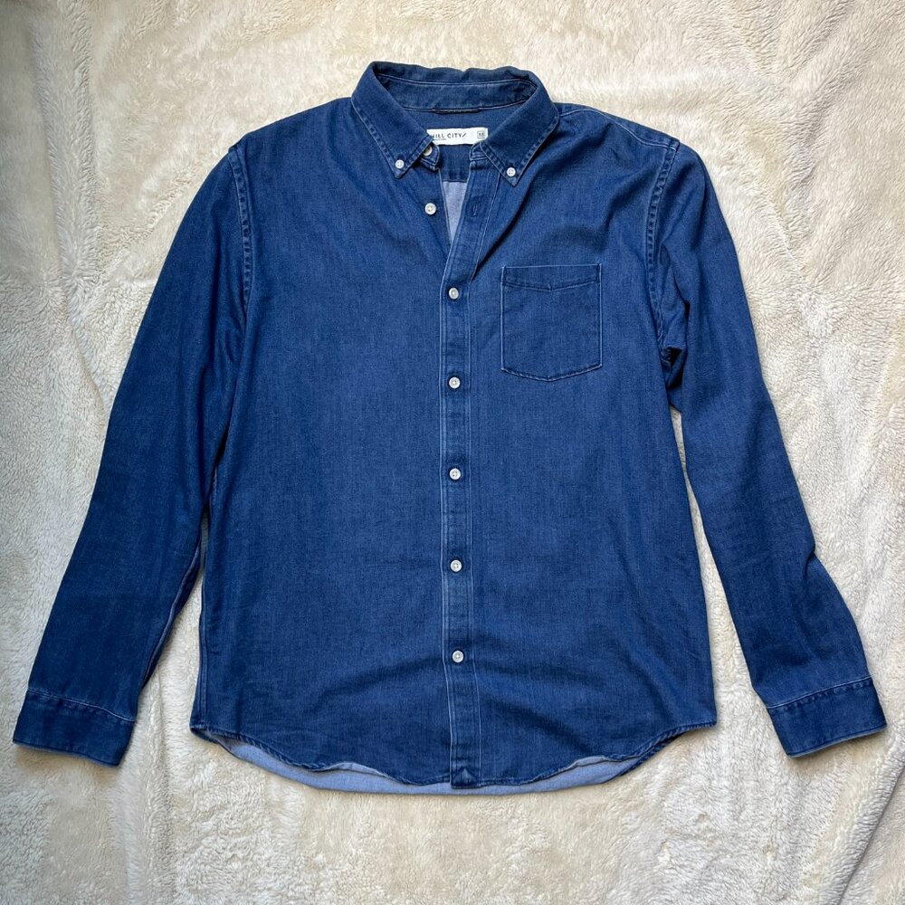 Hill City Men's Denim Button Down Shirt Medium